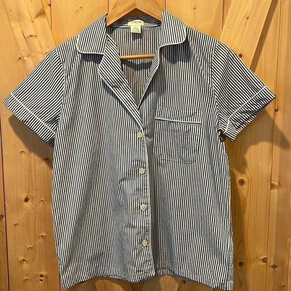 J. Crew Factory Pajama Striped Short-sleeve Sleep Shirt 100% Cotton Size Small - Picture 1 of 8